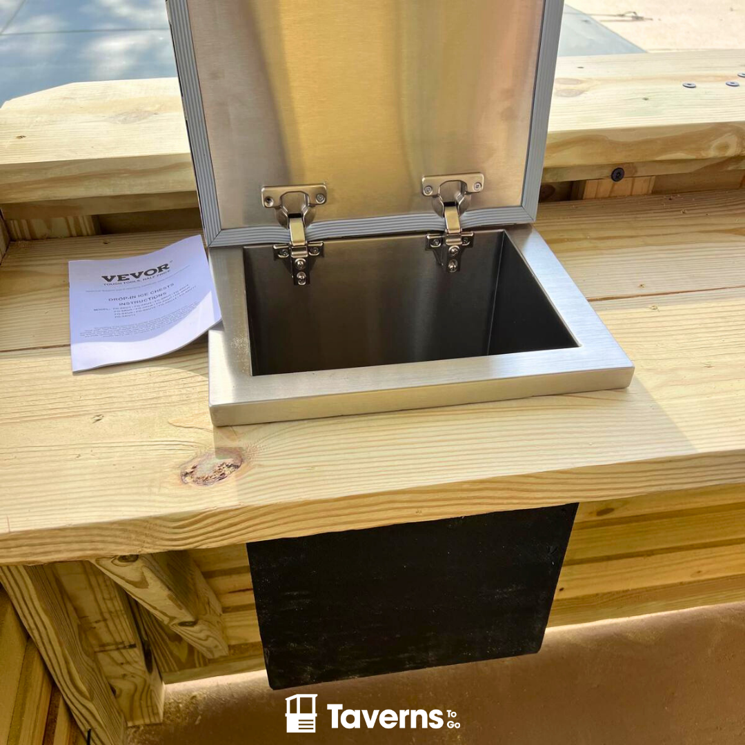 Drop-in Ice Chest, Stainless Steel Commercial Ice Bin with Cover, 40 qt Outdoor Kitchen Ice Bar, Drain-Pipe and Drain Plug Included detail photo 2